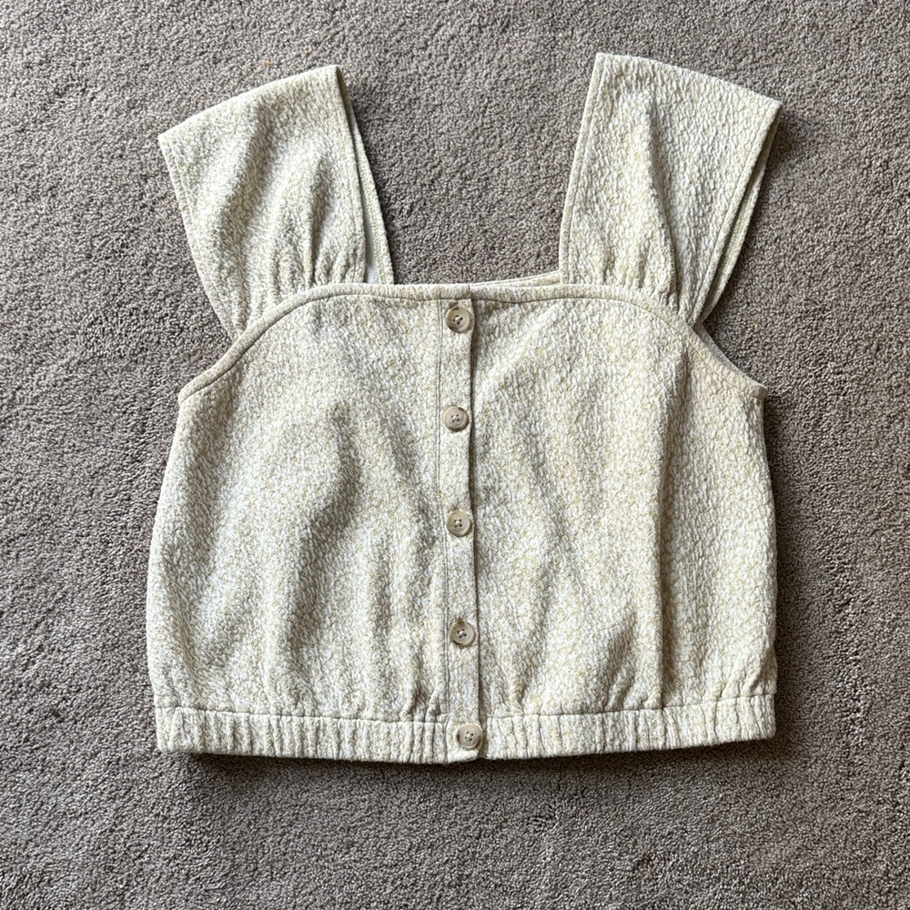 Madewell Sleeveless Textured Button Up Top